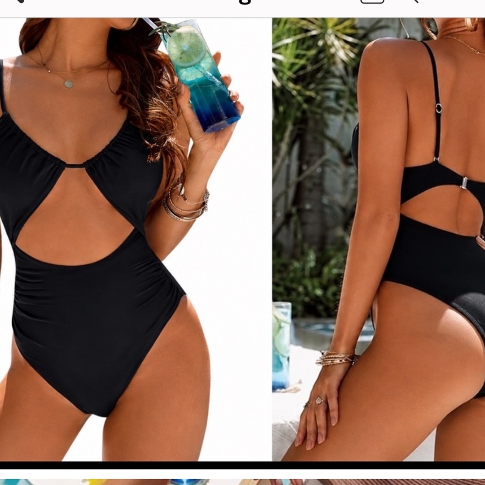 NWT Blooming Jelly One Piece Swimsuit Tummy Control Bathing Suit Black SZ Large